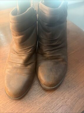 Women's Tan Ankle Booties with Subtle Slouch